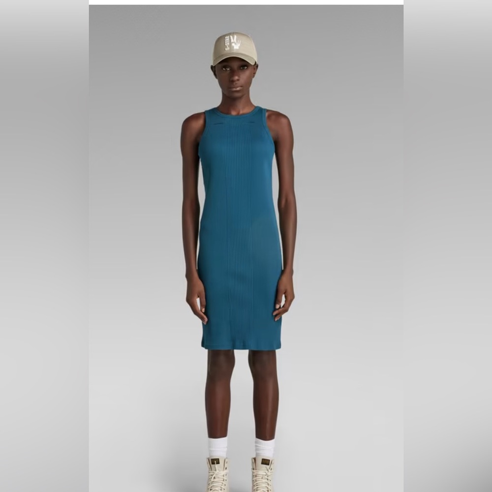 Women G Star Engineered Rib Sleeveless Dress Zise L